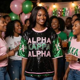 【d.i.a. 】ゼブラ柄背中ガンあきネオングリーンラメロゴタンクトップ Wholesale Alpha Kappa Alpha Black Sequin Jersey Shirt