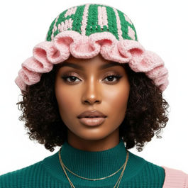 AKA Crochet Ruffle Hat Stone | AKA Licensed Manufacturer Vendor