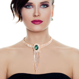 Green Frame Fringe Rhinestone Choker Order Wholesale