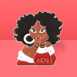 Red White Curly Hair Woman DST Pin|2.5 x 2.25 inches