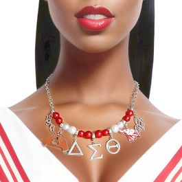 Red White Pearl DST Necklace|17 + 3 inches