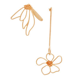 Trendy Gold Metal Mismatch Flower Earrings