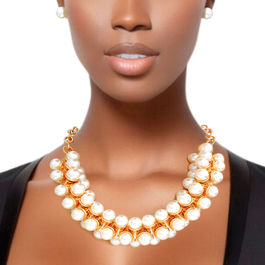 Pearl Necklace Gold Tentacle Collar Set for Women