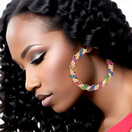 Hoops Rainbow Stone Helix Earrings for Women
