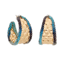 Hoops Blue Stone Hexagon Earrings for Women