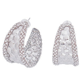 Hoops Silver Stone Hexagon Earrings for Women