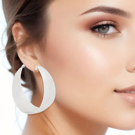 Hoops Silver Geometric Curved Earrings for Women