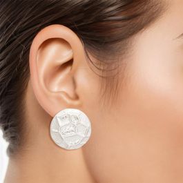 Clip Ons Silver Organic Geo Domed Earrings Women