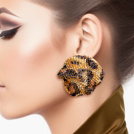 Stud Gold Leopard Stone Wavy Earrings for Women