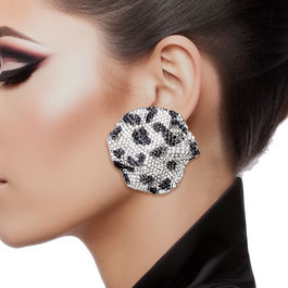 Stud Silver Leopard Stone Wavy Earrings for Women