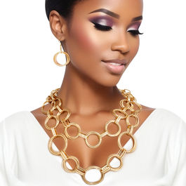 Necklace Gold Linked Rings Chain Set for Women