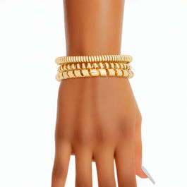 Bracelet Gold Coiled 3 Pcs Cuffs for Women