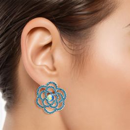 Stud Blue Rose Cutout Small Earrings for Women