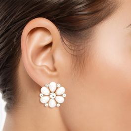 Stud Cream Flower Small Pearl Earrings for Women