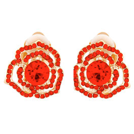 Clip On Red Rose Cutout Small Earrings for Women