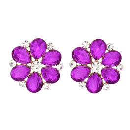 Purple Violet Flower Stone Stud Earrings