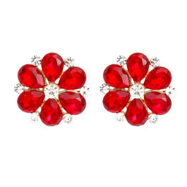 Stud Red Flower Small Stone Earrings for Women