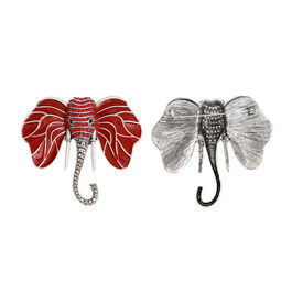 Brooch DST Elephant Head Red Stone Pin for Women