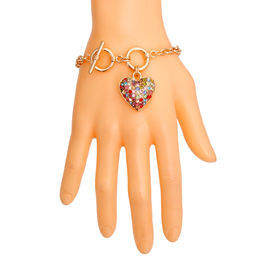 Gold Chain 3D Multi Color Heart Bracelet