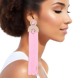 Tassel Pink Long Vintage Glam Earrings for Women