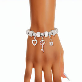 Dozen Pack Heart Key Jump Coil Bracelets for Women