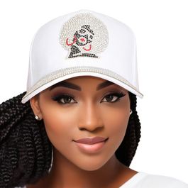 Hat White Afro Rhinestone Baseball Cap for Women