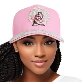 Hat Pink Afro Rhinestone Baseball Cap for Women