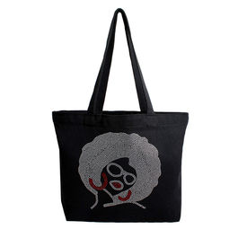 Tote Black Canvas Afro Bling Bag for Women