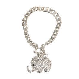 Bracelet Silver Rhinestone Elephant Chain