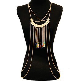 Gold and Multi Color Bead Body Chain