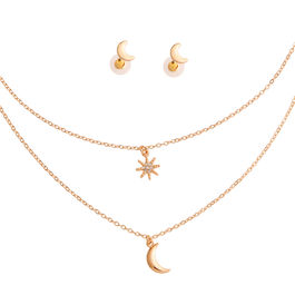 Gold 2 Layer Chain Moon Necklace