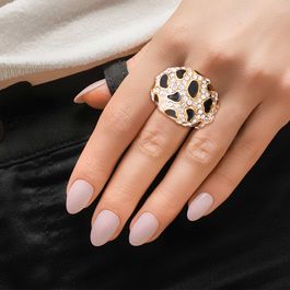 Gold Clear Dome Leopard Ring