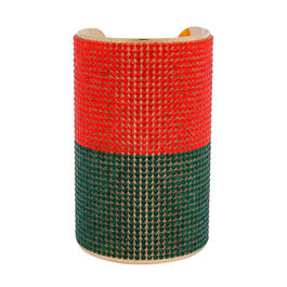 Designer Style Red and Green Rhinestone Cuff Bracelet