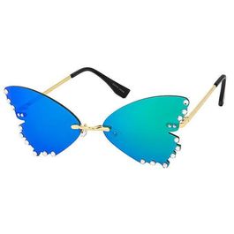 Blue Butterfly Shaped Lens Sunglasses