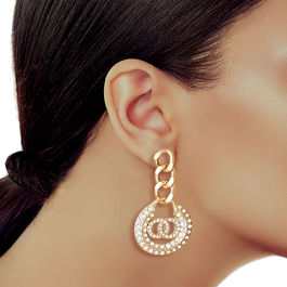 Gold Chain Designer Lock Earrings