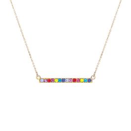Rainbow Bar Gold Chain Necklace