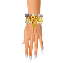 Yellow 4 Pcs Glass Bead Bracelets