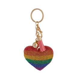 Rainbow Rhinestone Heart Keychain