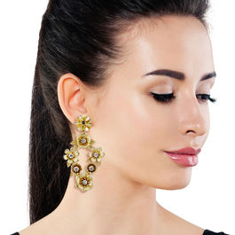 Vintage Gold Metal Flower Earrings