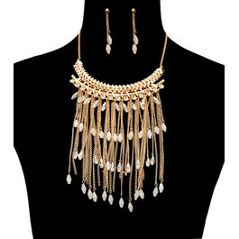 Beads and Chain Drop Necklace Set