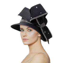 Black Braided Bow Church Hat