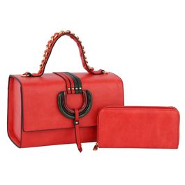 Red Leather Designer Satchel Set