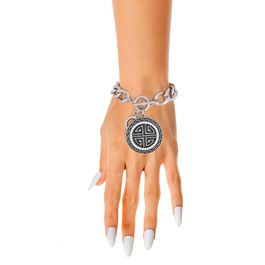 Black and Silver Greek Toggle Bracelet