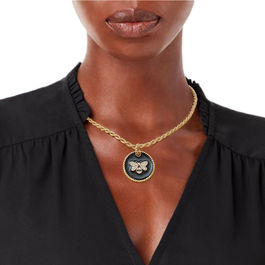 Black Bee Pendant Gold Twisted Chain