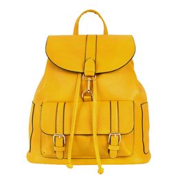 Mustard Buckle Flap Backpack