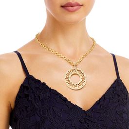 Gold Cable Chain Pearl Greek Necklace