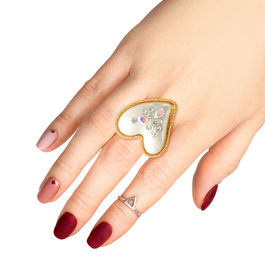 Gold Pearl Heart Ring