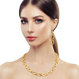 Twisted Oval Gold Metal Chain Set