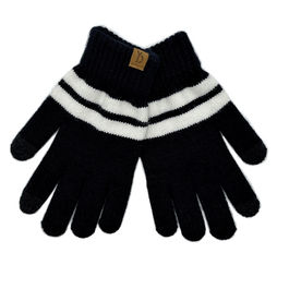 Black Stripe Knit Touch Gloves