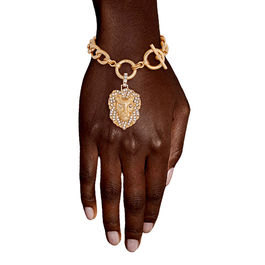 Gold Lion Charm Toggle Bracelet